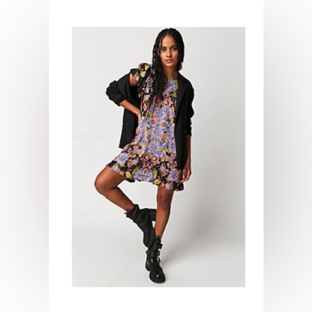 Free People Yara Printed Mini Dress, Medium